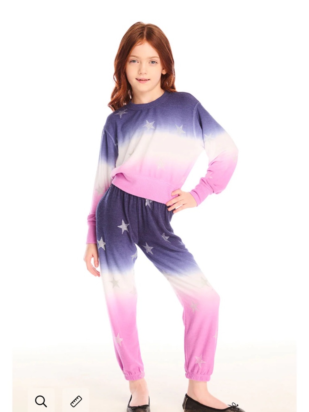 Chaser Girls Ombre glitter Star Sweatshirt & Joggers Set - Pink Navy White 5T